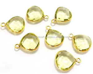Quartz citron plaqué or laiton lunette Boho connecteurs faits à la main naturel multi-pierres précieuses déclaration bijoux pierre de naissance connecte or - Product Image 1