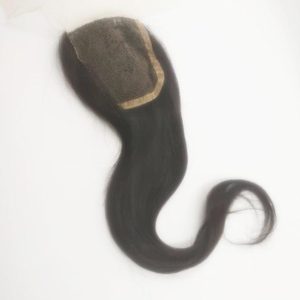 Cabello humano Remy virgen indonesio Cierre de encaje 4x4 Onda recta sedosa Textura negra natural - Product Image 1