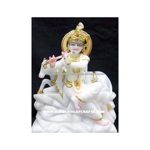 White Marble Krishna Statue, Hindu God Statue - Product Image 1