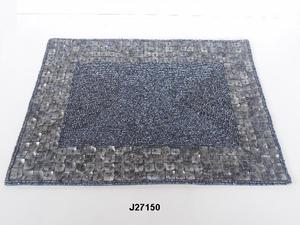 แผ่นรองจานลูกปัดแก้วและมุกสีดำ ขนาด 40x30 ซม. ผลิตในอินเดีย สำหรับตกแต่งโต๊ะอาหาร - Product Image 4