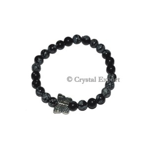Buy Online <b>Gemstone</b> Snowflake Obsidian <b>Bracelets</b> with Butterfly - Product Image 1