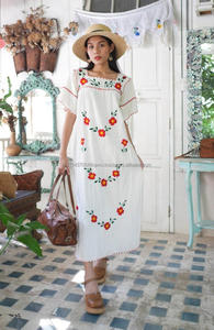 Robe de plage Vintage brodée de fleurs, Style Vintage, rouge, broderie à la main, robe Maxi traditionnelle orientale, printemps, 2020 - Product Image 2