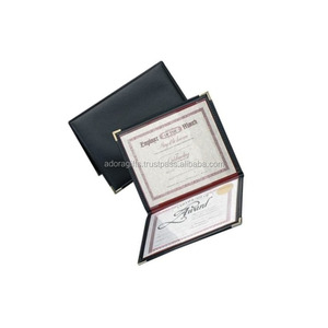 ที่มีคุณภาพสูงสีดำหนัง PU A4ประกาศนียบัตรผู้ถือใบรับรองหนังที่มีมุมโลหะ - Product Image 1