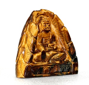 Hand Carved Tiger Eye Buddha <b>Statue</b> Figurine Gemstone Sculpture with Engraving Piedras Naturales Healing Crystal Stones - Product Image 3