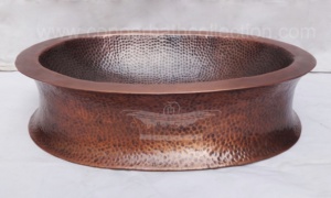 เคาน์เตอร์ทำด้วยมือหินแชมพูอ่างล้างจานทำจากทองแดงผนังสองชั้นทรงวงรีหลุมเดียวโดยตรงสำหรับใช้ในห้องครัวห้องน้ำ - Product Image 3