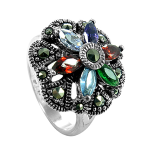 Zircon d'améthyste. Topaze bleue. Bague en CZ lavande Bague en argent sterling multi-pierres de haute qualité pour la guérison naturelle - Product Image 2