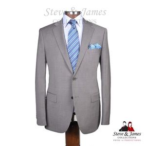 Steve & James Luxury Men's Wedding Groom Suit 100% <b>Wool</b> Worsted Fabric V-Neck Single-Breasted Jacket Zipper Fly <b>Pants</b> Adult Size - Product Image 3