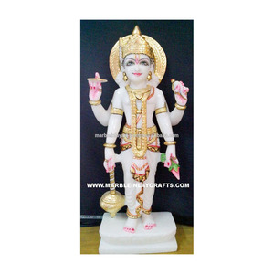 Statue de Narayan en marbre blanc - Product Image 1