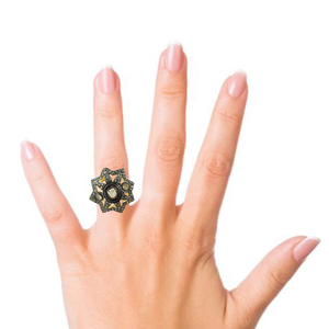 Rose Cut <b>Diamond</b> 925 Silver Victorian Ring <b>Jewelry</b> - Product Image 2