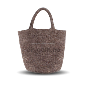 Bolso de mano de lana marrón hecho a mano para mujer, fácil de llevar, compras, viajes, estilo Himalaya, forro de algodón, dos asas, cierre abierto - Product Image 1