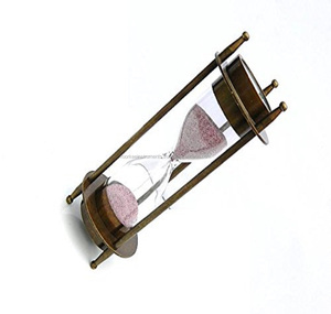 Handmade Rustic Vintage Nautical Brass <b>Sand</b> Timer <b>Hourglass</b> 3 Minutes with Maritime Compass & Wooden Glass Frame - Product Image 3