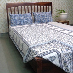 New Products Indian Manufacturer Ragini Blue Indian Hand Block Printed Cotton Twin Size Dohar for Sale for Best Price - Product Image 4