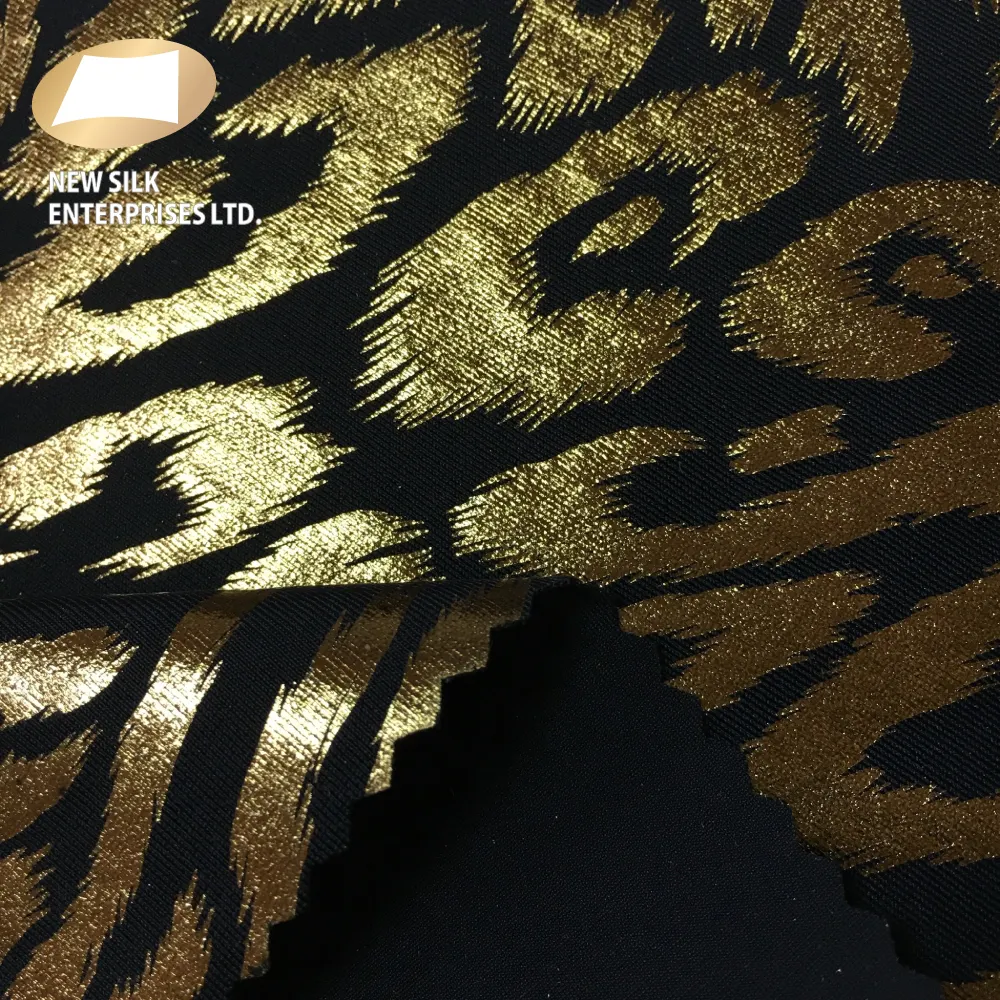 Taiwan wholesale polyamide nylon lycra leopard gold foil swimwear stretch fabric