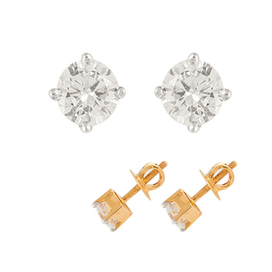 Ensemble de boucles d'oreilles élégantes en or jaune 18 carats avec diamant pour femmes Boucles d'oreilles luxueuses en diamant - Product Image 1
