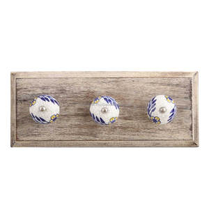 Ganchos de cerámica craquelados de hoja azul decorativos, perchas de abrigo de pared fuertes de madera, lavables, reutilizables, para sombrero, bolsa, ropa de alta resistencia, venta al por mayor - Product Image 1