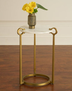 Table basse moderne avec cadre en métal doré et dessus en marbre convertible pour meubles de salon royal en vente pour la maison - Product Image 2