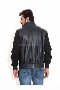 Veste en cuir véritable personnalisée de style européen pour hommes en cuir d'agneau pleine fleur première couche fabriqué en noir d'usine - Product Image 3