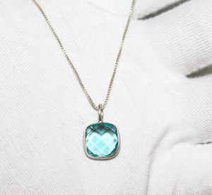 <b>Blue</b> <b>Topaz</b> Gemstone 925 Sterling Silver Solid <b>Necklace</b> Elegant Jewelry for Weddings and Engagements Wholesale Supply - Product Image 4