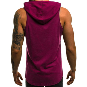 Camiseta sin mangas para hombre, ropa de calle para gimnasio, con capucha, ropa de culturismo, camiseta sin mangas informal - Product Image 2