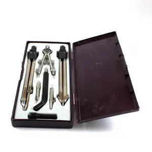 High Quality Selling Brown Engineering Technical Drawing Instrument Geometry Box Set 7 Instruments in a Plastic Box.