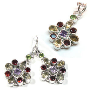 Meilleure vente 925 ensembles de bijoux en argent sterling pendentif boucles d'oreilles topaze bleue arc-en-ciel pierre de lune en gros bijoux indiens Jaipur - Product Image 4