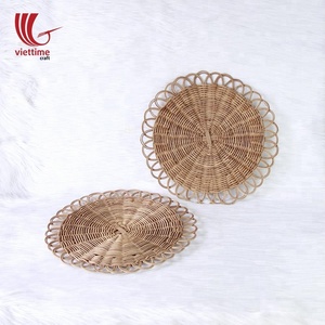 Plaque de chargeur en rotin, dessous de verre tissée, pas cher, vente en gros, - Product Image 4