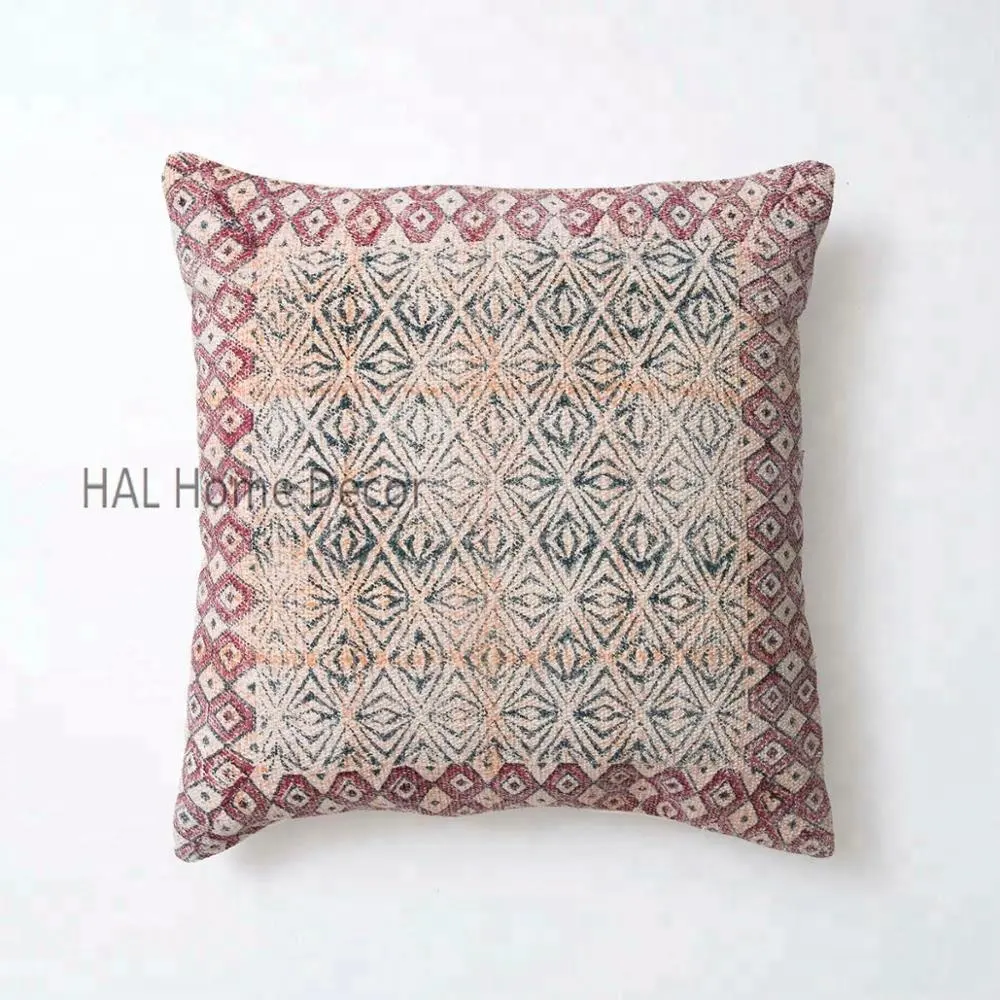 Outdoor Christmas Decorative Custom Block Printed Pillow Cover Decorative Cushion