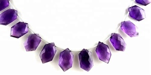 Forme de créateur à facettes, améthyste bleue naturelle, vente en gros, fabrication de bijoux faits à la main, perles de Briolette - Product Image 3