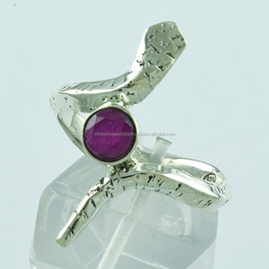 Diseño de serpiente Ruby ágata piedra hecho a mano anillo de Plata de Ley 925 mayorista India - Product Image 3