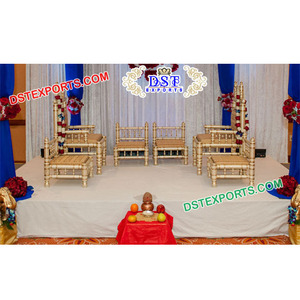 Juego de sillas Sankheda Mandap para bodas Gujarati Diseñador Decoraciones Mandap indias con sillas cómodas - Product Image 1