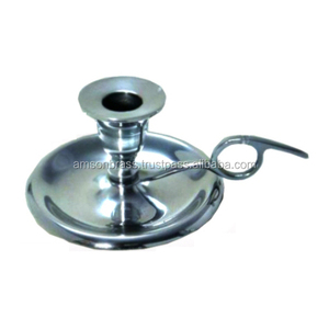 Round Shape Nickle Plated <b>Candlestick</b> Holder Decorative Metal Chamber Stick Small Metal Chamber Stick Chamberstick - Product Image 5
