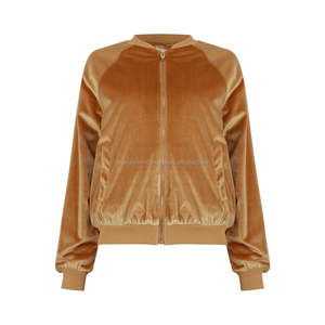 Veste bomber en velours marron de haute qualité pour femmes avec broderie, rembourrage en polyester respirant - Product Image 4