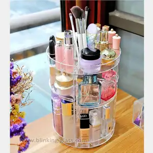 Kotak Penyimpanan Makeup Akrilik Berputar 360 Derajat, Kotak Penyimpanan Kosmetik Organizer Makeup