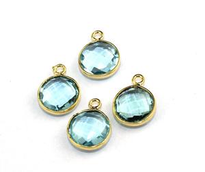 Connecteur en topaze bleue naturelle, connecteur plaqué or 24k, bijoux en acier inoxydable, vente en gros, joaillerie indienne - Product Image 3