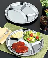 Placa de jantar/bandeja de aço inoxidável com 5 compartimentos