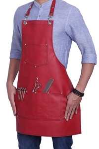 Blouse en cuir pour coiffeur/barbier professionnel, rouge, tablier pour barbiers, 1 pièce - Product Image 5