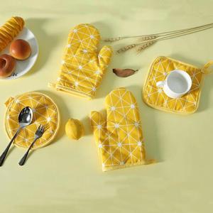 Ensembles de tabliers de cuisine en coton Mitaine de four, tablier et porte-casseroles - Product Image 3