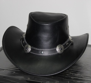 Sombrero de cuero de vaquero Safari Estilo occidental Outback Sombrero australiano Diseño liso para viajes Pesca Uso informal y al aire libre - Product Image 4