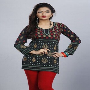 2018 nuevo diseño impreso Crepe Kurti - Product Image 3