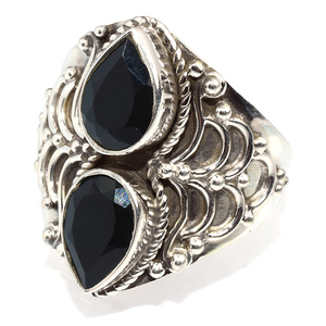 Anillos de plata de ley 925 de ónix negro en forma de pera, joyería de plata de ley 925, joyería de la India, venta al por mayor - Product Image 3