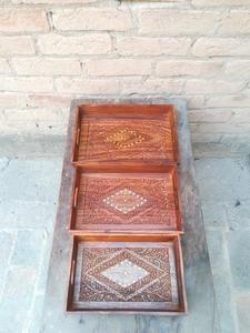 ไม้ Handmade ชุดถาดทำจาก Rosewood ถาดเสิร์ฟ,ปากีสถาน Handcrafted ถาดเสิร์ฟไม้สำหรับรับประทานอาหารบนโต๊ะอาหาร - Product Image 3