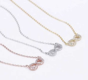 Tùy chỉnh chuỗi 925 Sterling <span class=keywords><strong>Silver</strong></span> Rose Gold Plated Infinity biểu tượng với pha lê CZ thời trang mặt dây chuyền vòng cổ trang sức cho phụ nữ - Product Image 2