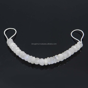 Perles à facettes en pierre de lune arc-en-ciel 7mm Roundel 36.65cts 3.10 pouces de longueur bleu brins lâches pour la fabrication de bijoux - Product Image 2