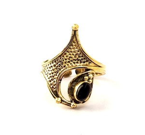 Bague unisexe en pierre d'améthyste de style bohème Bague en laiton avec incrustation de pierres précieuses pour cadeau d'anniversaire - Product Image 1