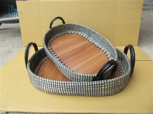 Bandeja de servicio de algas marinas de alta calidad con parte inferior de madera de Vietnam - Product Image 5