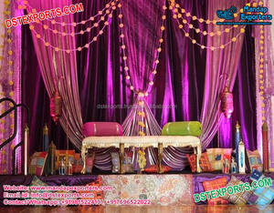 Décoration de cérémonie de Mehndi musulmane, décoration de scène de mariage Mehandi, décoration de scène royale de mariage pakistanais, scène de Sangeet en Espagne - Product Image 3