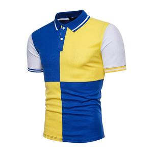 Polo manches courtes en Patchwork pour hommes, t-shirt décontracté à coupe étroite, vêtement de rue, haut de gamme, nouvelle collection d'été - Product Image 4