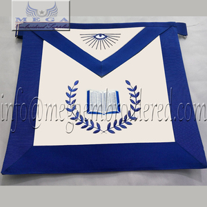Delantales Masónicos Bordados a Mano para Oficiales de la Logia Azul, con Punto de Cruz, Cinta de Cuero/Terciopelo/Cuero Sintético, Regalia Personalizada - Product Image 6