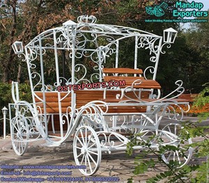 Charrette de Cendrillon en or blanc luxueuse, calèche à chevaux pour mariage anglais, chariots, calèche/charrette royale américaine de luxe - Product Image 3