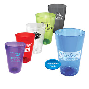 Verre à pinte en plastique de 16 oz avec votre logo imprimé en 1 couleur - Product Image 1